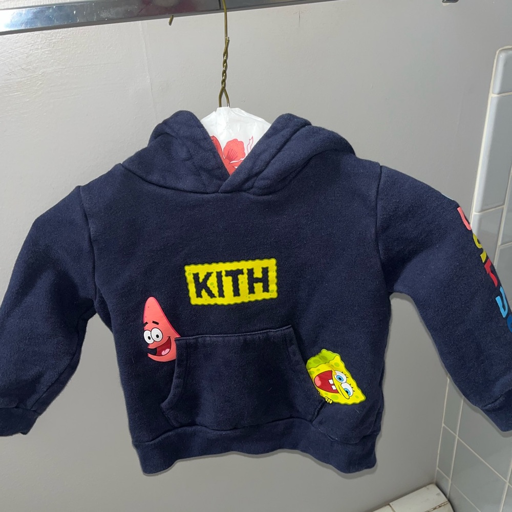 Kith Kids Navy Hoodie with Cartoon Graphics